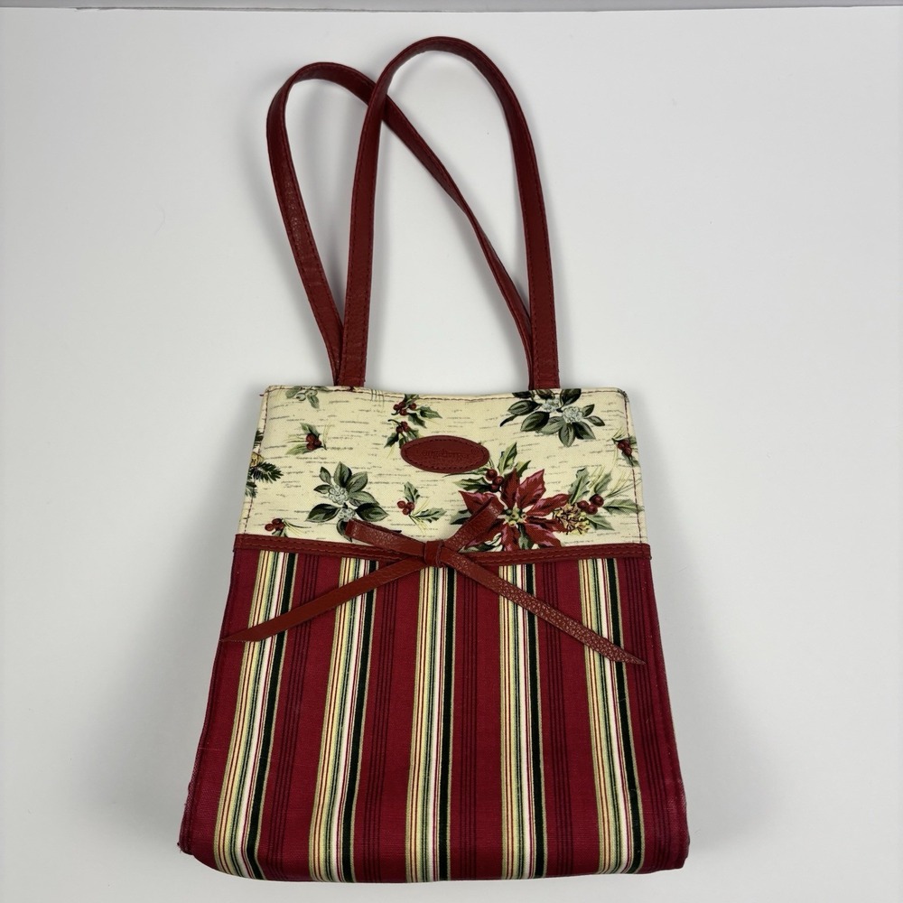 Longaberger Holiday Gift Bag Holiday Stripe‎ Holiday Botanical Poinsettia